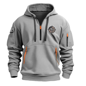 Herren Casual Sport Multi Reißverschluss Arm Stickerei Abzeichen Sweatshirt Pullover Hoodie Kapuzenpullover