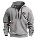 MEN'S CASUAL SPORTS MULTI ZIPPER ARM EMBROIDERY BADGE SWEATSHIRT PULLOVER HOODIE HOODED SWEATSHIRT