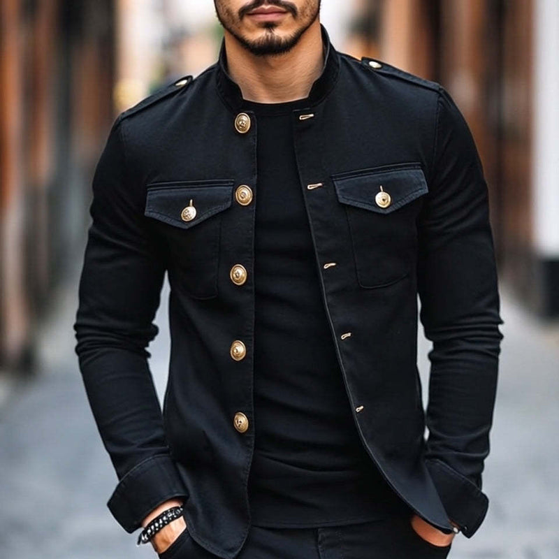 Men's Vintage Casual Solid Lapel Button Jacket