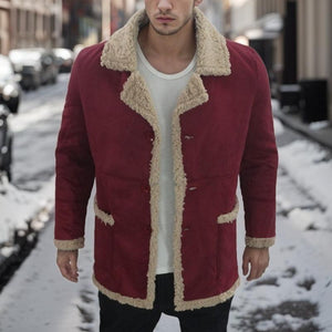 Men's Solid Color Shearling Coat