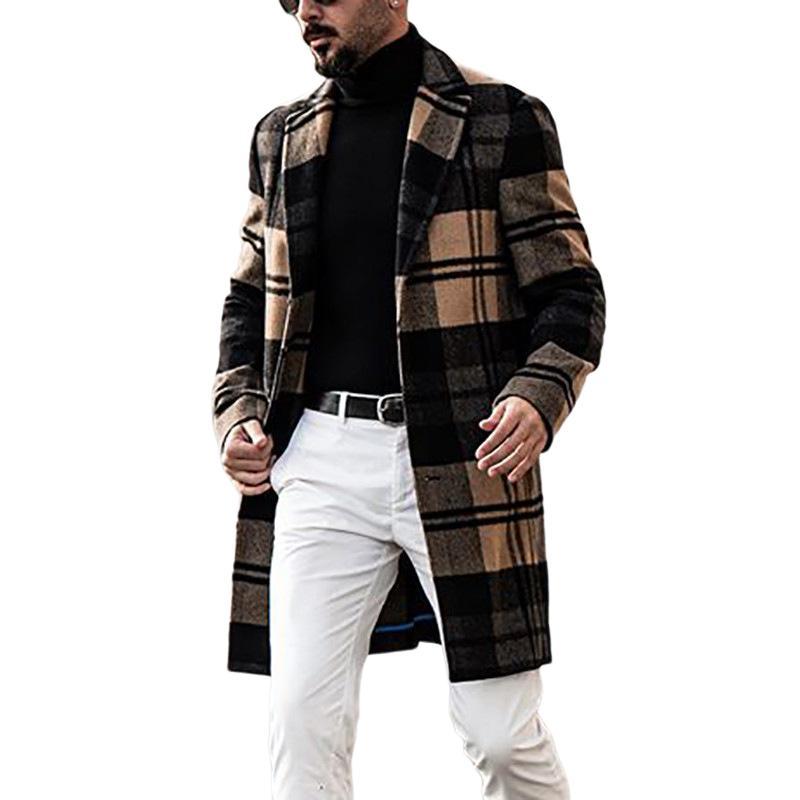 Men's Vintage Plaid Mid-length Coat