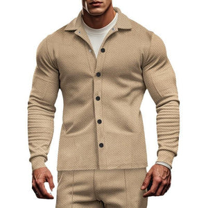 Lässige Herren-Hemdjacke mit Twill-Revers, einreihig, langärmelig