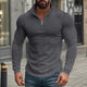 Men's Half-zip Small Square Stand Collar Long Sleeve T-shirt