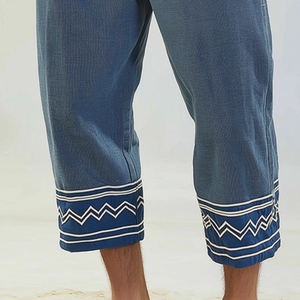 Men's Retro Casual Ethnic Style Geometric Print Cropped Pants