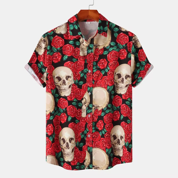 MEN'S CASUAL PRINTED SHORT SLEEVED SHIRT BEACH SHIRT