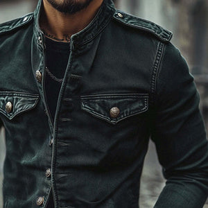Vintage-Jeansjacke mit Stehkragen für Herren 