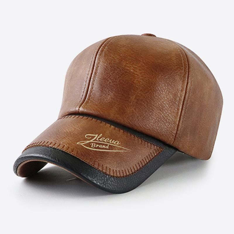 Herren Vintage Plüsch Warme Leder Baseballkappe