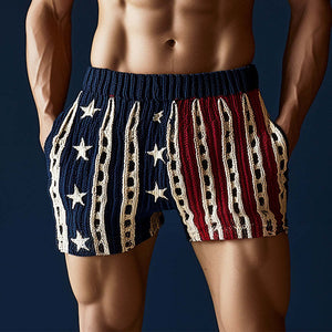 Men's Western Retro Star Embroidery Woven Casual Sports Shorts
