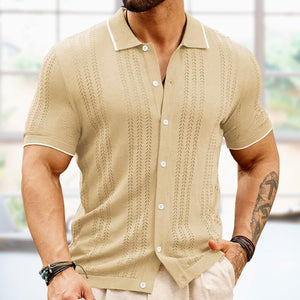 Herren-POLO-Shirt mit Revers und Kontrastfarbe, einreihig