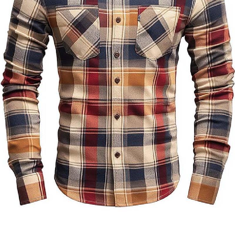 Men's Classic Casual Slim Fit Check Long Sleeve Shirt