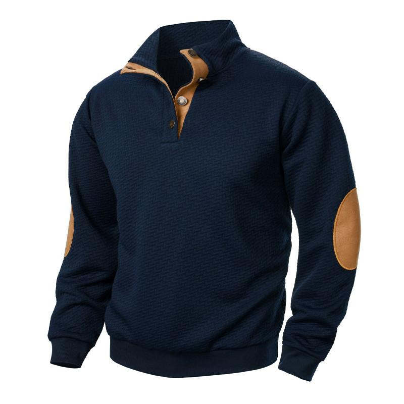 Lässiges Jacquard-Sweatshirt mit Stehkragen und Colorblock für Herren