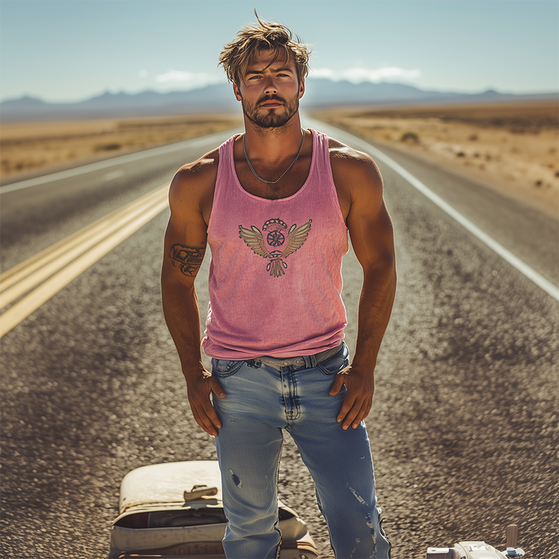 Men's Classic Casual American Retro Embroidered Knit Tank Top