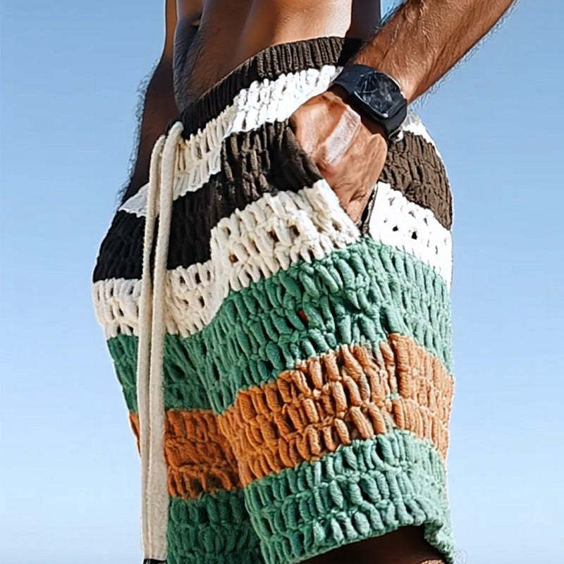Herren Spring Resort Kontrastgewebte Freizeit-Sportshorts