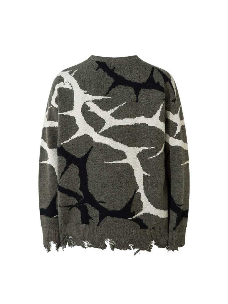Pullover mit Dornen-Destroyed-Muster