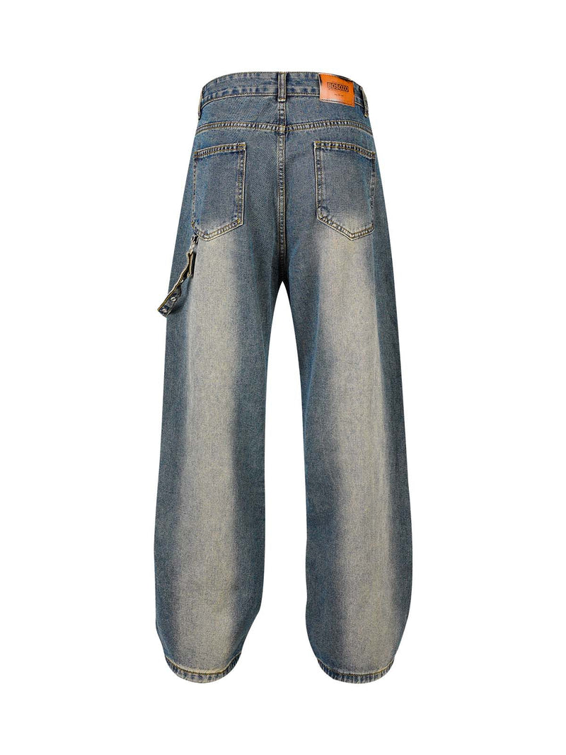 Washed Distressed Baggy Jeans