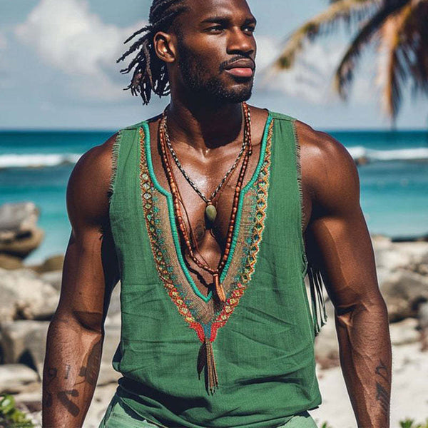 Lässige Vintage-Tanktops mit Stickerei für Herren 