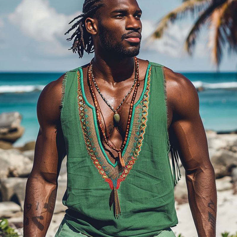 Lässige Vintage-Tanktops mit Stickerei für Herren 