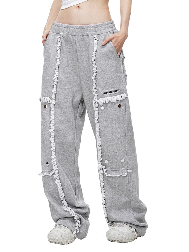 High Street Spliced Button Patchwork Pants