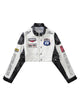 Badge Short PU Leather Racing Jacket