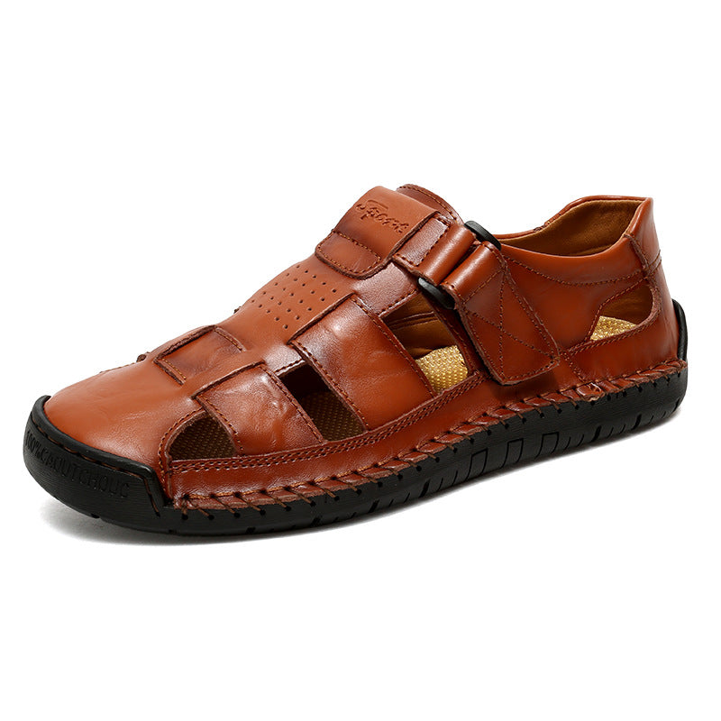 HAND SEWN GENUINE LEATHER CASUAL BEACH MEN'S SANDALS