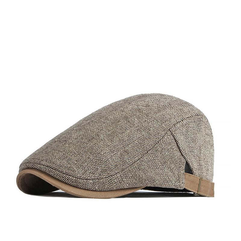 Men's Retro Casual Plaid Splicing Beret