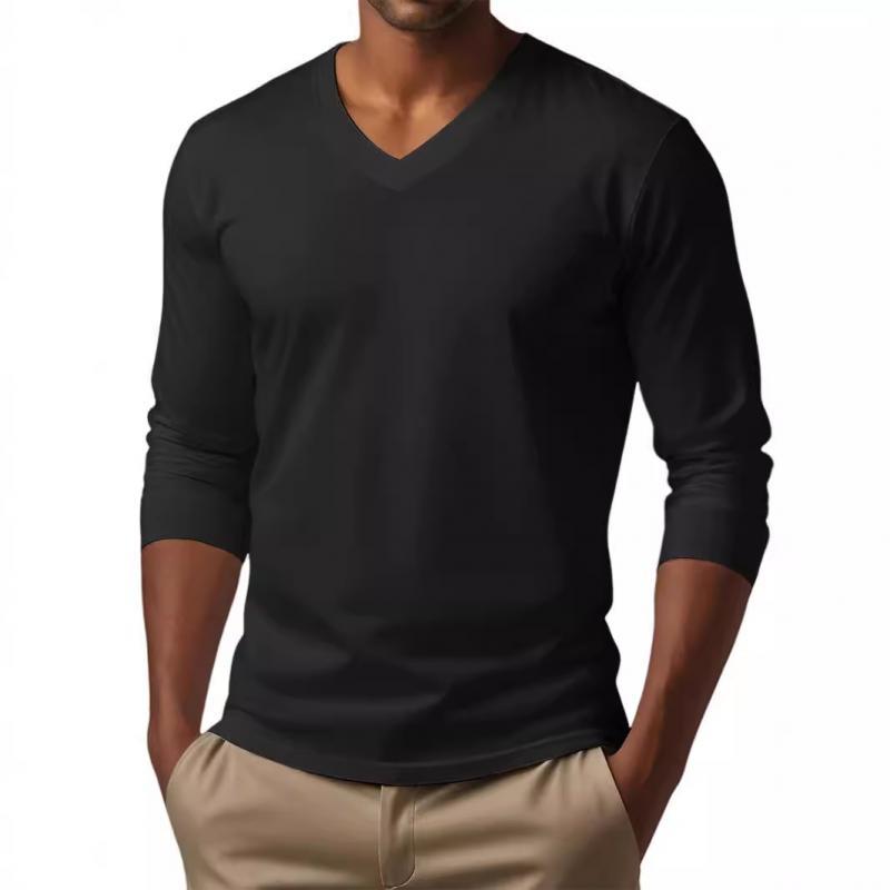 Lässiges Herren-T-Shirt mit V-Ausschnitt und schmaler Passform aus Baumwollmischung