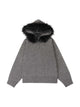 Detachable Fur Collar Quarter Zipper Hooded Sweater