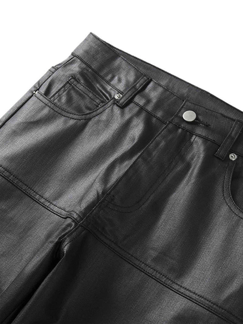 Retro Zipper Pocket Slim Straight Pants