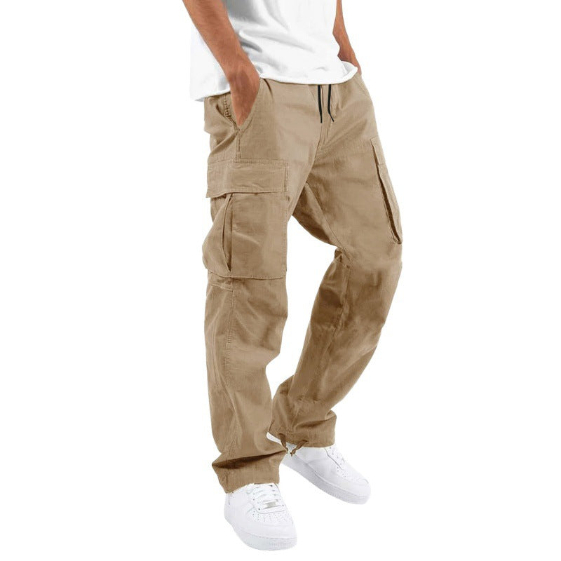 COTTON DRAWSTRING MULTI POCKET CASUAL PANTS