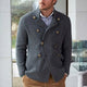 Men's Spring And Autumn Dark Gray Double-Breasted Casual Knitted Cardigan