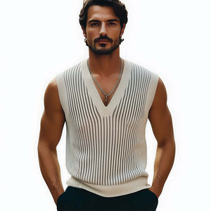 Men's Summer Classic Vertical Striped Knitted Tank Top