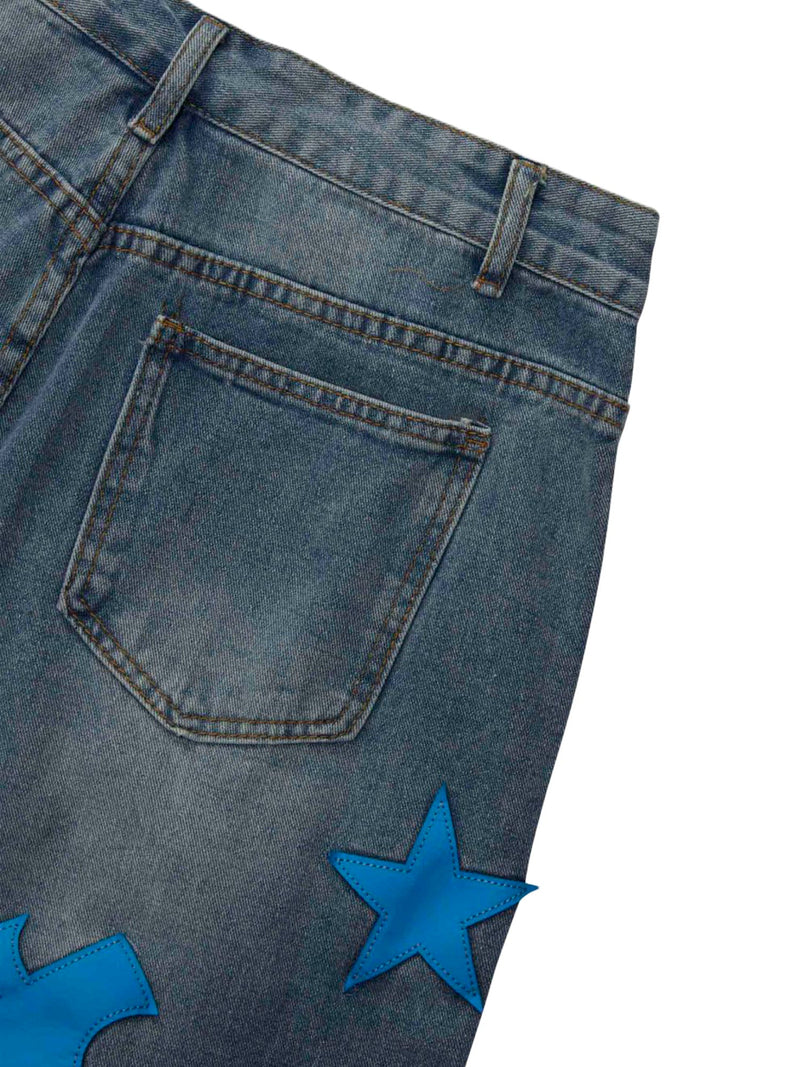 Star Embroidered Denim Shorts