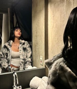 Strapazierfähige Batik-Urbanjacke aus Lammwollimitat 