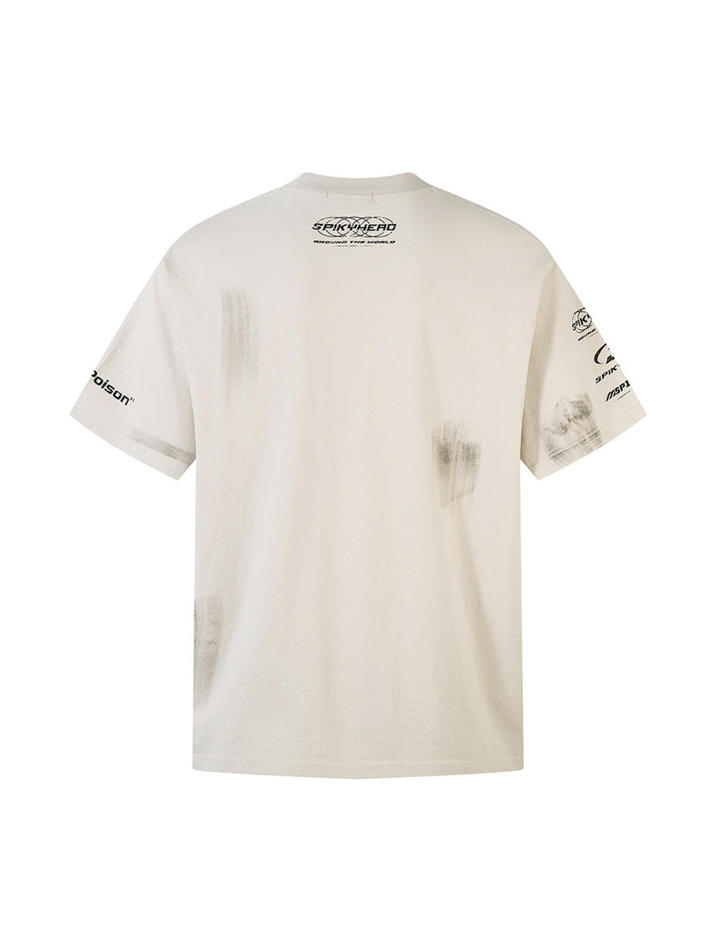 Wasteland Style Heavy Dirty Dyed Print T-shirt