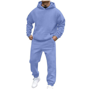 Men's Casual Loose Fleece Long-sleeved Hoodie Sweatpants Set
