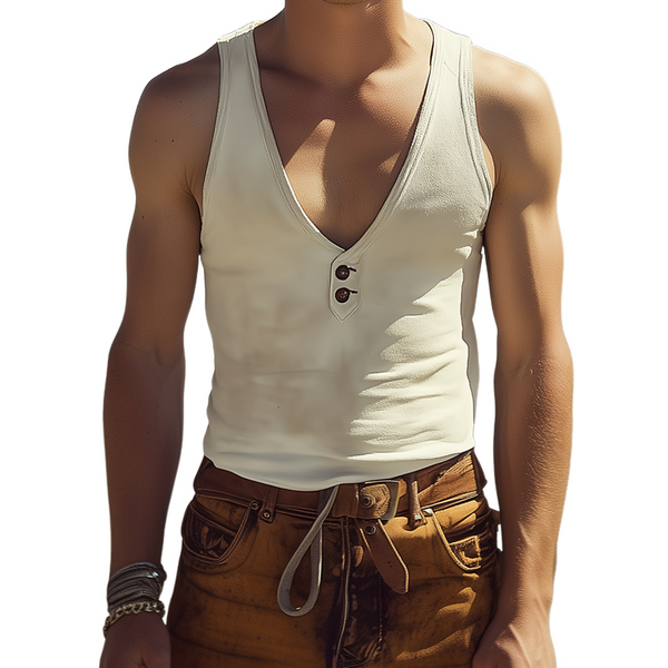 Herren Frühlings- und Sommermode Lässige Slim Fit Wildlederweste mit tiefem V-Ausschnitt
