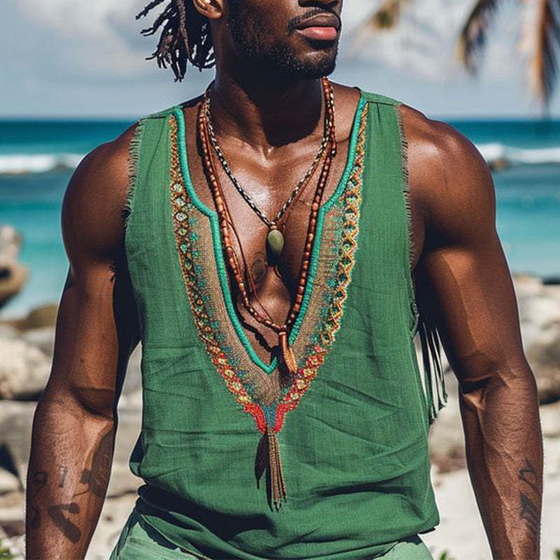 Lässige Vintage-Tanktops mit Stickerei für Herren 
