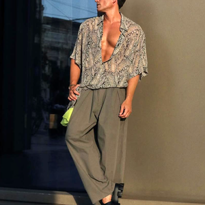 Herren-Kurzarmhemd mit Paisley-Print und Revers