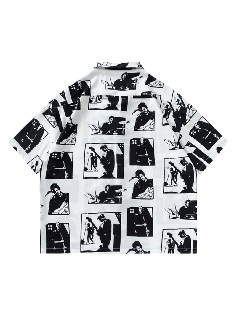 Portrait Pattern Short-sleeved Shirt