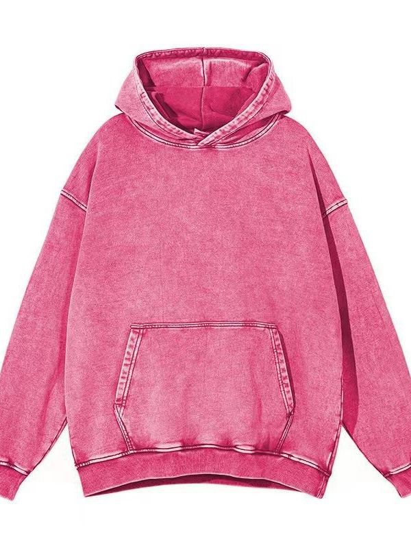 WATER WASHED DISTRESSED FLEECE HOODED SWEATSHIRT