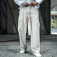 Herrenhose aus Baumwolle und Leinen mit mittlerer Taille und gerader Passform