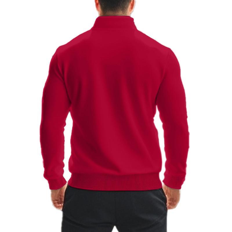 Men's Casual Zipper Stand Collar Solid Color Sweatshirt