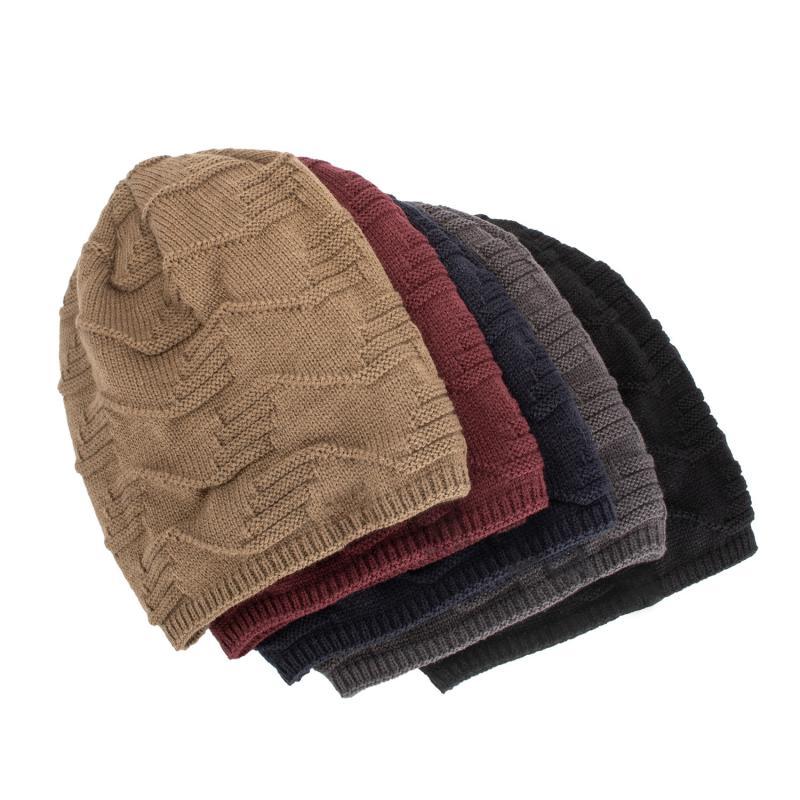 Warme Vintage-Strickmütze mit Plüschfutter für Herren