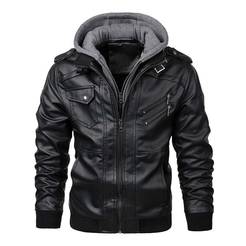 MEN'S SLIM FIT ZIPPER PU JACKET