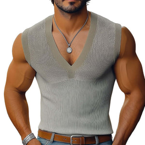 Men's Summer Basic V-neck Thin Slim Tank Top