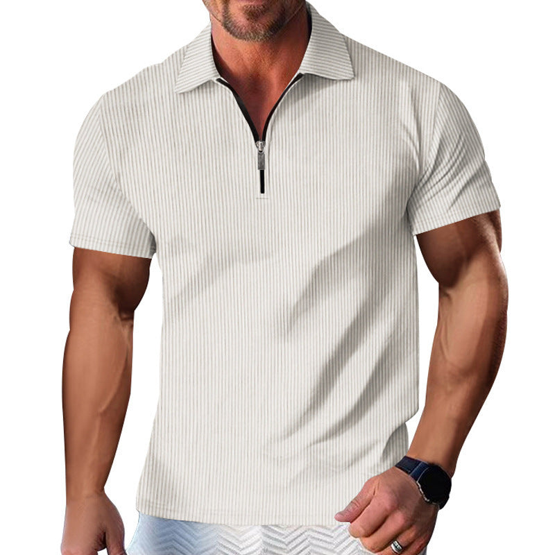 ZIPPER STRIPED MEN'S POLO SHIRT