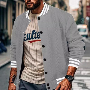 Men's Casual Single Breasted Cardigan Baseball Jacket
