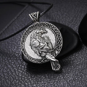 Vintage Casual Ancient Celtic Raven Viking Necklace