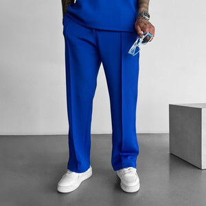 Einfarbige, gerade Freizeithose für Herren mit elastischer Taille