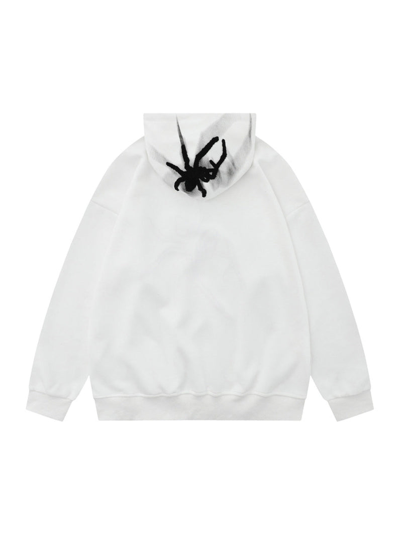 Flocked Spider Hooded Sweatshirt